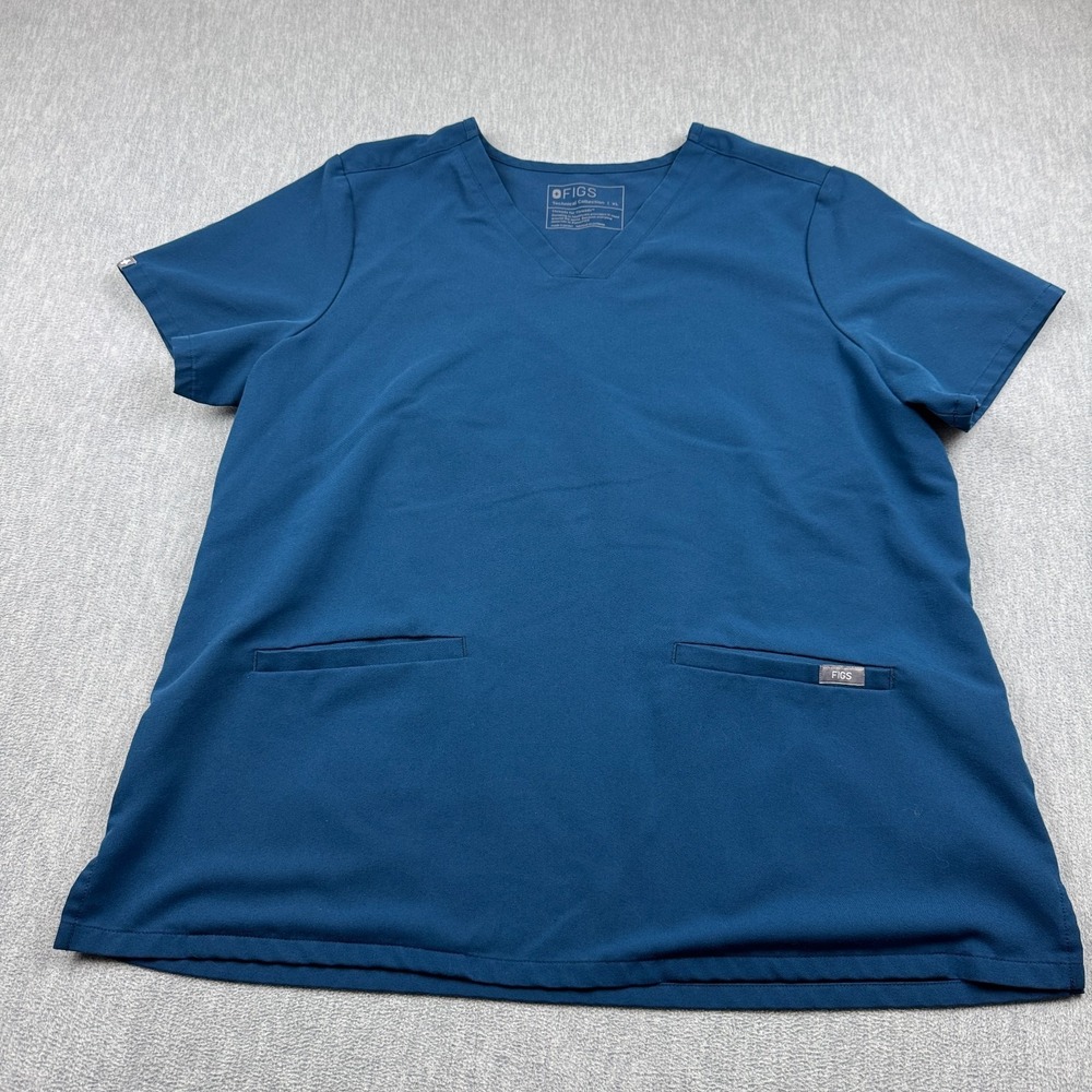 Figs Scrub Top Women XL Blue Casma Three Pocket‎ Technical Collection Medical